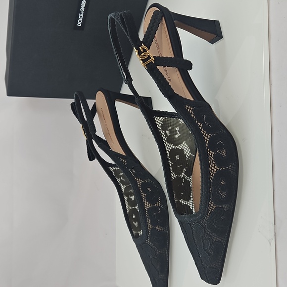 NWT! Dolce & Gabbana Pizzo Leo Lace 65MM Slingback Pumps Size 9 - Picture 12 of 16